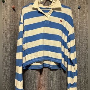 LEVI’s Blue and White Stripped Cropped Shirt